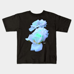 Fluorescent Blue Roses Kids T-Shirt